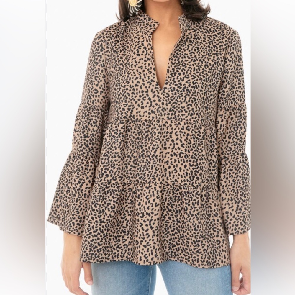 NWOT | TUCKERNUCK Edith Leopard Tiered Blouse S